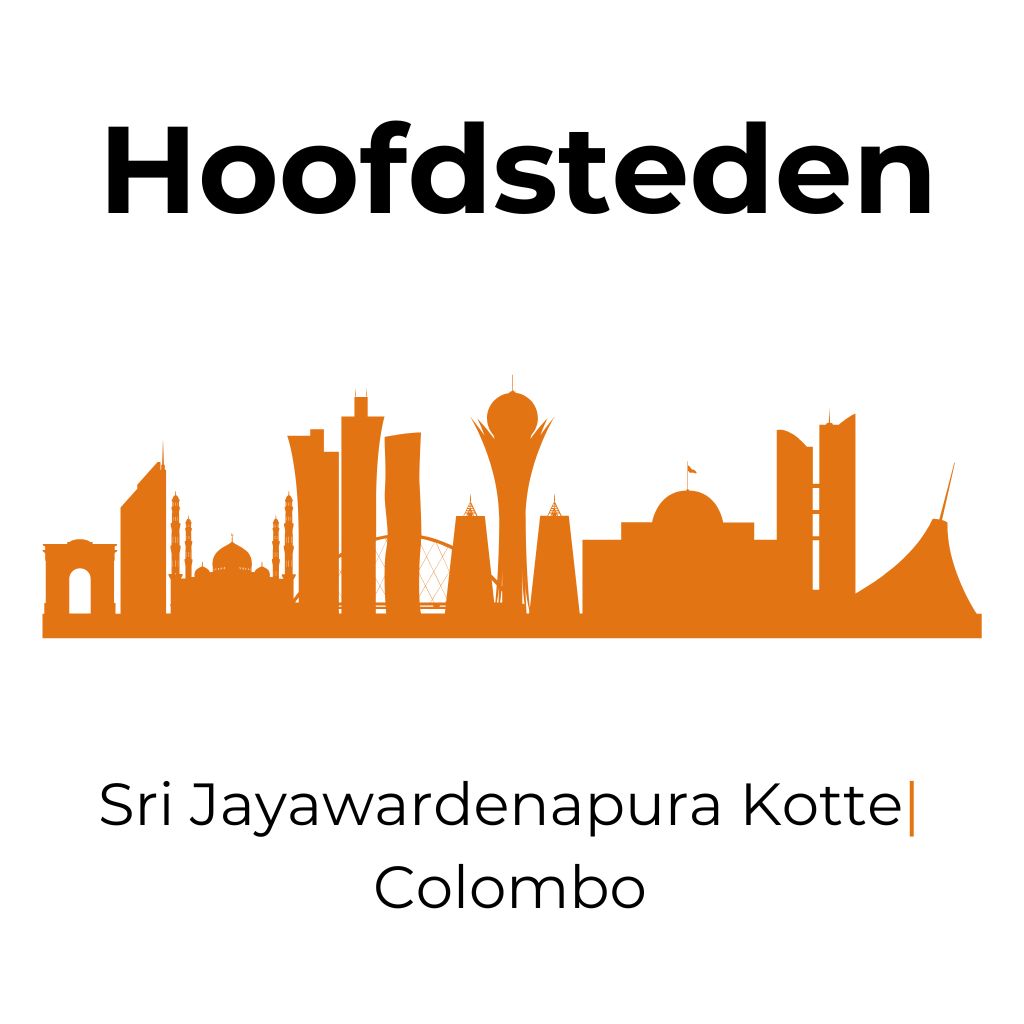 Skyline-illustratie met de steden Sri Jayawardenapura Kotte en Colombo als belangrijkste stedelijke centra